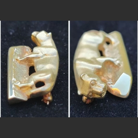 14k Yellow Gold Panther Cougar Brooch Pin-Designer Estate Jewelry 10.2gm - Picture 9 of 12